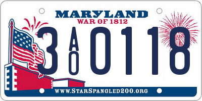 MD license plate 3AO0118