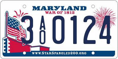 MD license plate 3AO0124