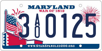 MD license plate 3AO0125
