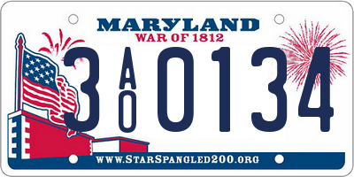 MD license plate 3AO0134