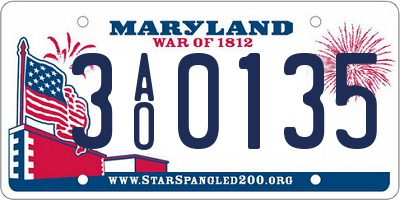 MD license plate 3AO0135