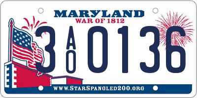 MD license plate 3AO0136