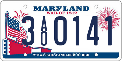 MD license plate 3AO0141
