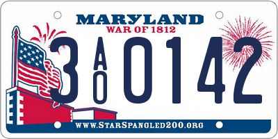 MD license plate 3AO0142