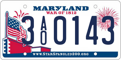 MD license plate 3AO0143
