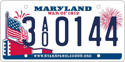 MD license plate 3AO0144