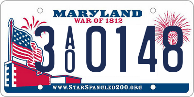 MD license plate 3AO0148