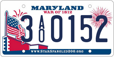 MD license plate 3AO0152