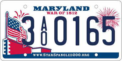 MD license plate 3AO0165