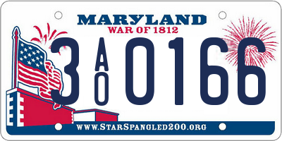 MD license plate 3AO0166