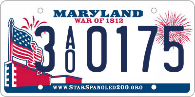 MD license plate 3AO0175