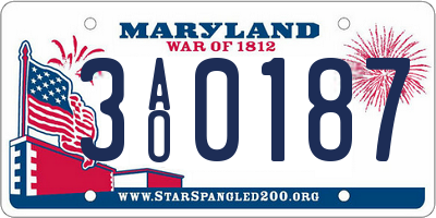 MD license plate 3AO0187
