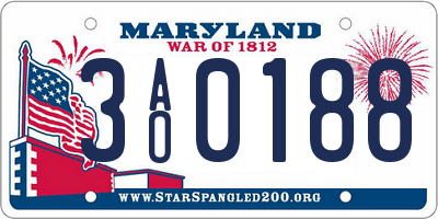 MD license plate 3AO0188