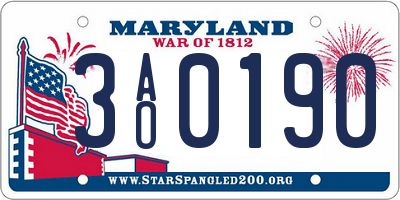 MD license plate 3AO0190