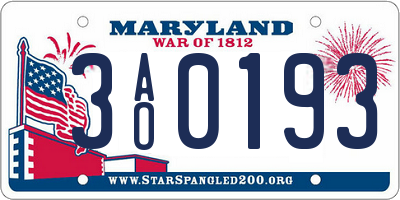 MD license plate 3AO0193