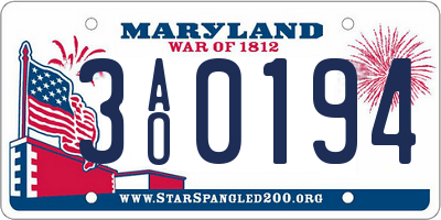 MD license plate 3AO0194