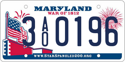 MD license plate 3AO0196