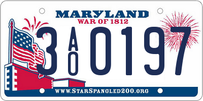 MD license plate 3AO0197