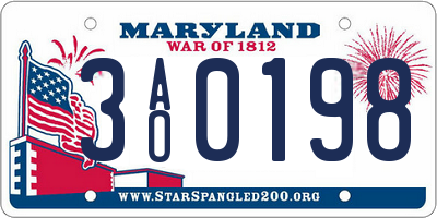 MD license plate 3AO0198