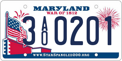 MD license plate 3AO0201