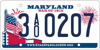 MD license plate 3AO0207