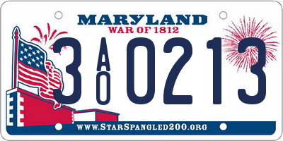 MD license plate 3AO0213