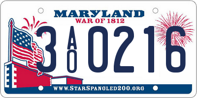 MD license plate 3AO0216