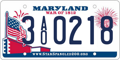 MD license plate 3AO0218
