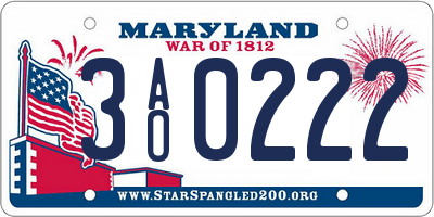 MD license plate 3AO0222