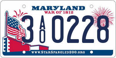 MD license plate 3AO0228