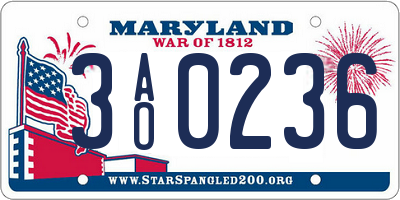 MD license plate 3AO0236