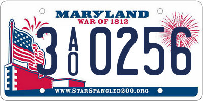 MD license plate 3AO0256