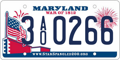MD license plate 3AO0266
