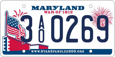 MD license plate 3AO0269