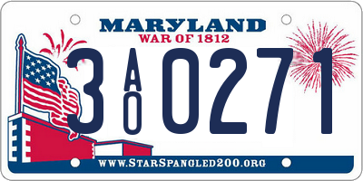 MD license plate 3AO0271