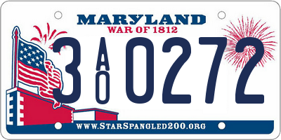 MD license plate 3AO0272