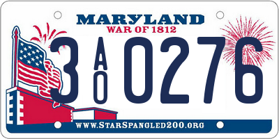 MD license plate 3AO0276