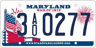 MD license plate 3AO0277