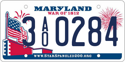 MD license plate 3AO0284