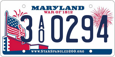 MD license plate 3AO0294