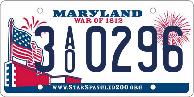 MD license plate 3AO0296