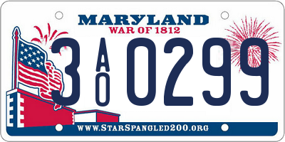 MD license plate 3AO0299