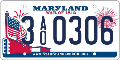 MD license plate 3AO0306