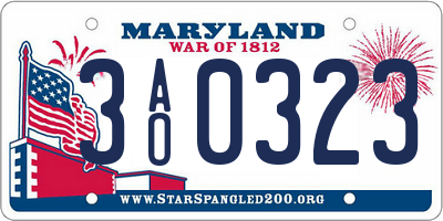 MD license plate 3AO0323