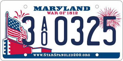 MD license plate 3AO0325