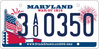 MD license plate 3AO0350