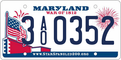 MD license plate 3AO0352
