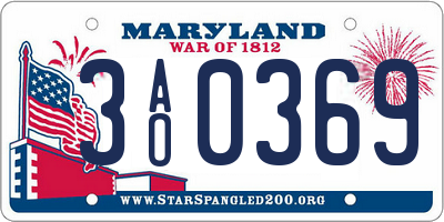 MD license plate 3AO0369