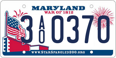 MD license plate 3AO0370