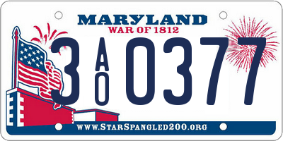 MD license plate 3AO0377